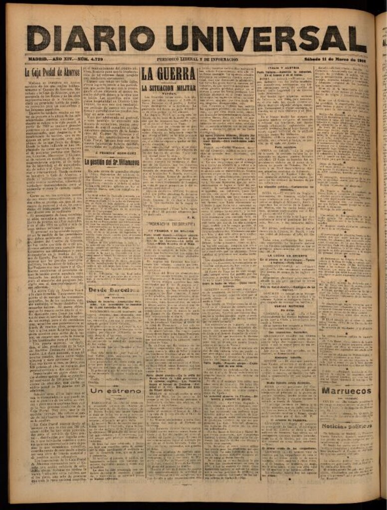 Miniatura de Diario Universal del 11 de marzo de 1916