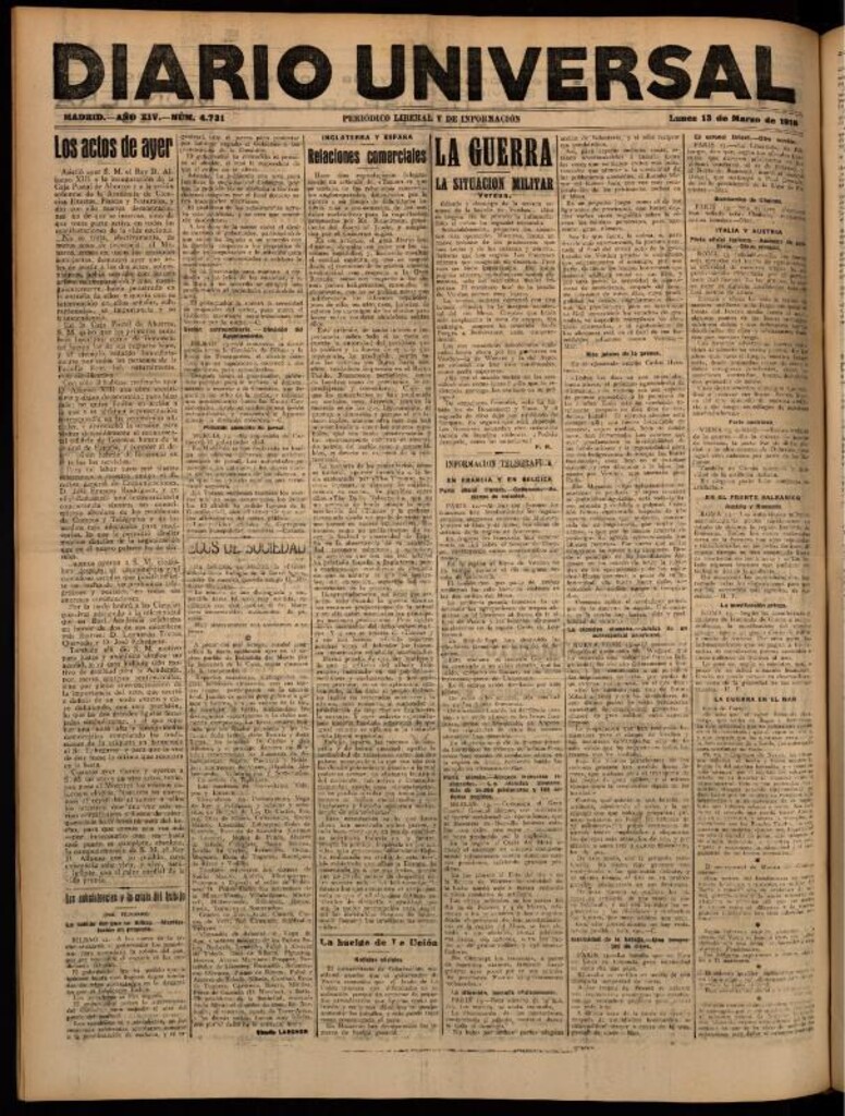 Miniatura de Diario Universal del 13 de marzo de 1916