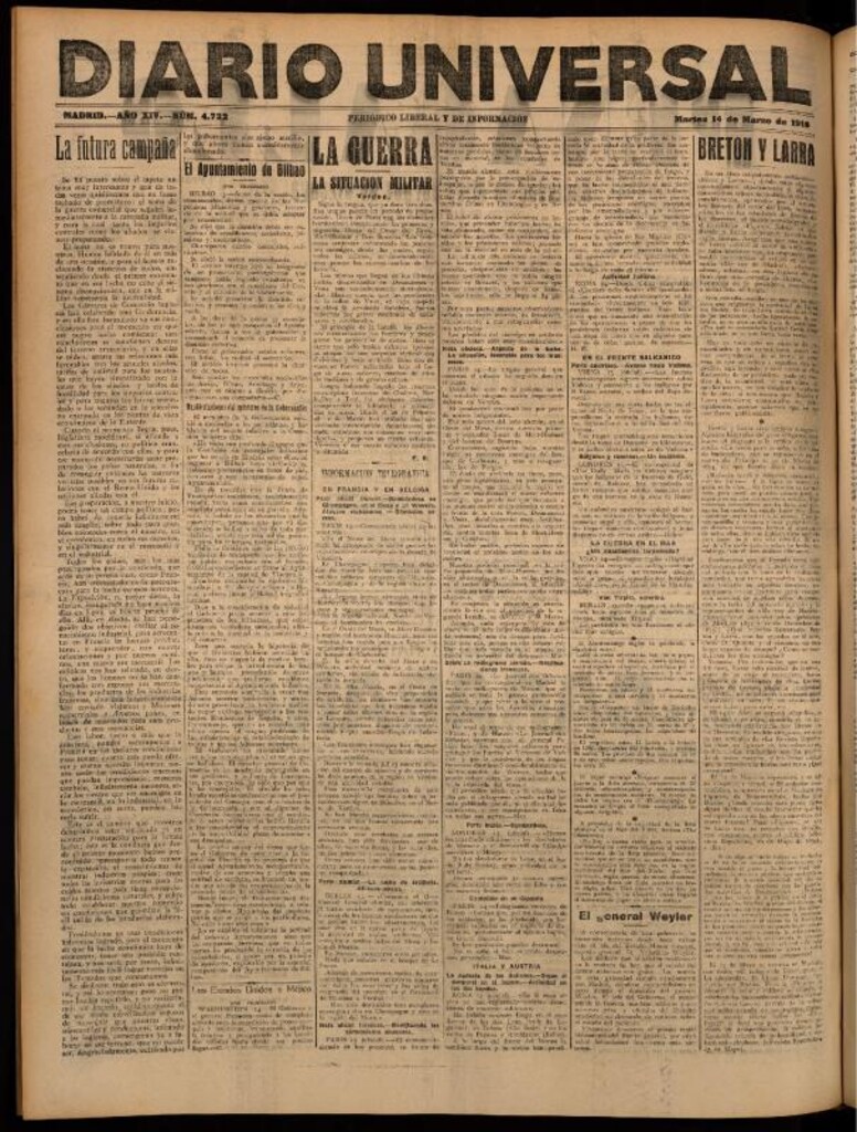 Miniatura de Diario Universal del 14 de marzo de 1916