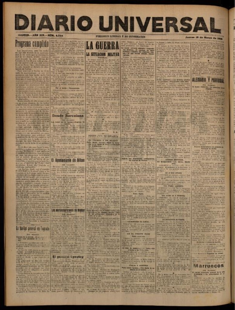 Miniatura de Diario Universal del 16 de marzo de 1916