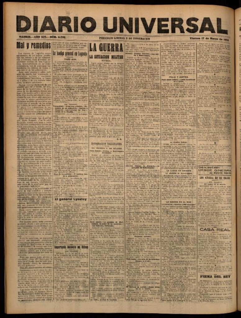 Miniatura de Diario Universal del 17 de marzo de 1916