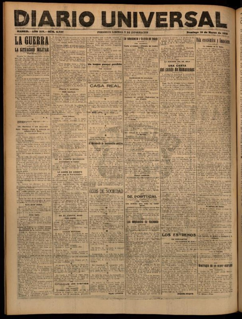 Miniatura de Diario Universal del 19 de marzo de 1916