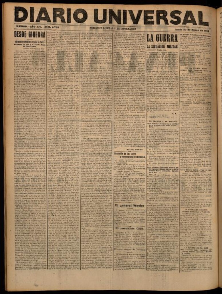 Miniatura de Diario Universal del 20 de marzo de 1916