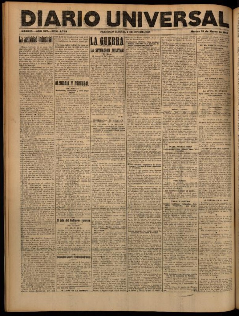 Miniatura de Diario Universal del 21 de marzo de 1916