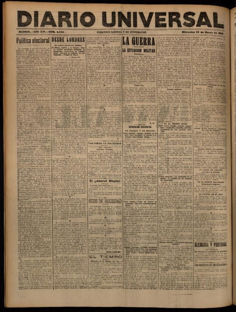Miniatura de Diario Universal del 22 de marzo de 1916