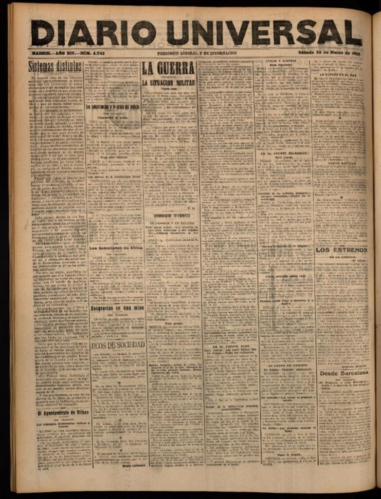 Miniatura de Diario Universal del 25 de marzo de 1916