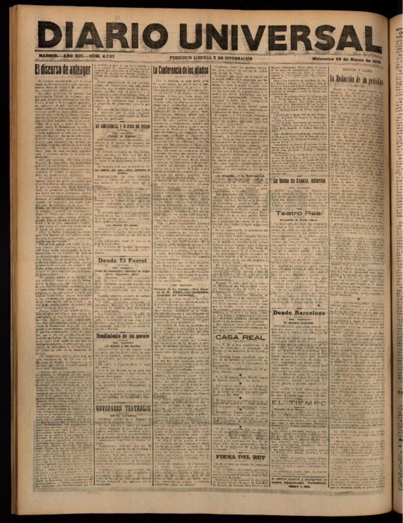 Miniatura de Diario Universal del 29 de marzo de 1916