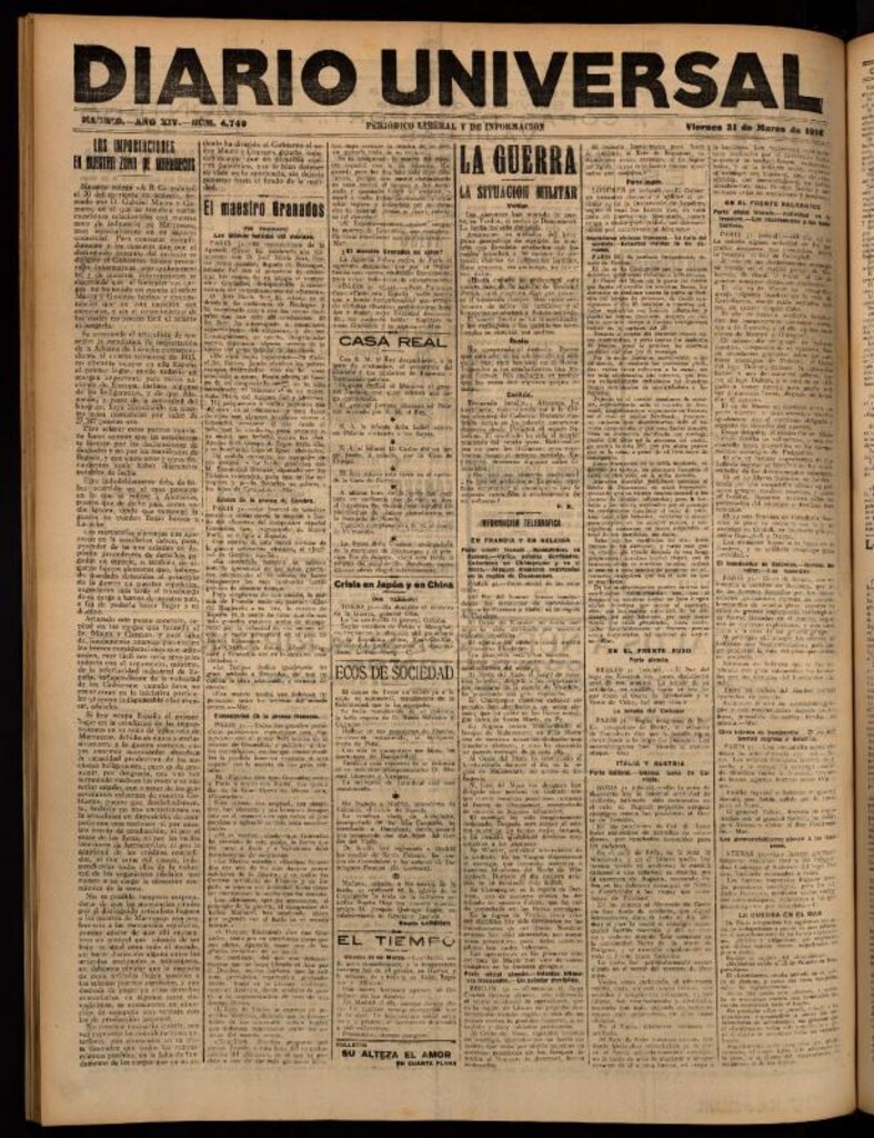 Miniatura de Diario Universal del 31 de marzo de 1916