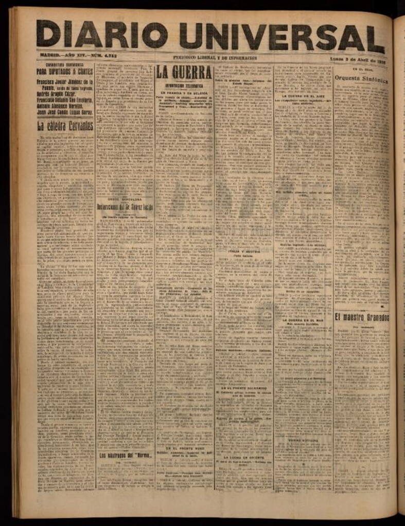 Miniatura de Diario Universal del 3 de abril de 1916
