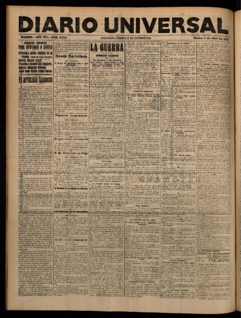 Miniatura de Diario Universal del 4 de abril de 1916
