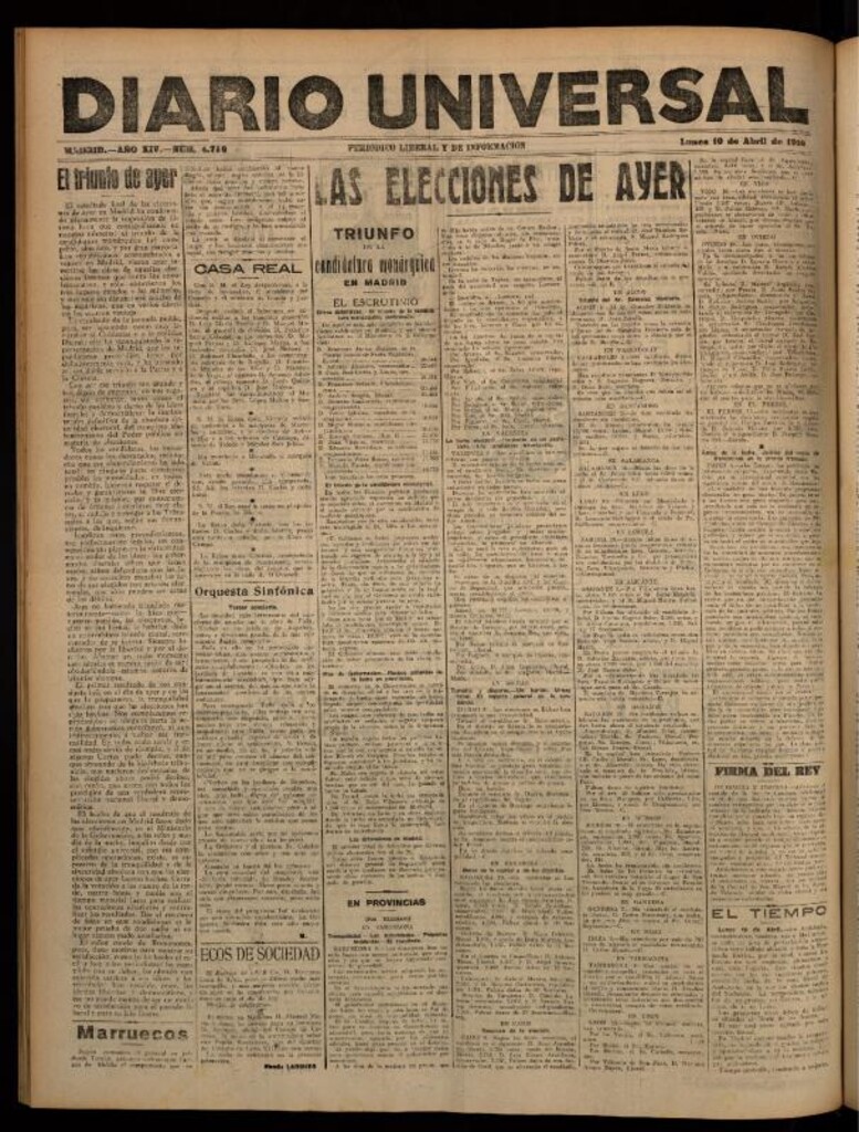 Miniatura de Diario Universal del 10 de abril de 1916