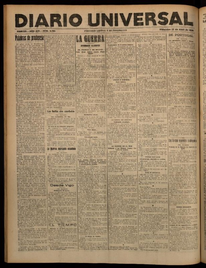 Miniatura de Diario Universal del 12 de abril de 1916