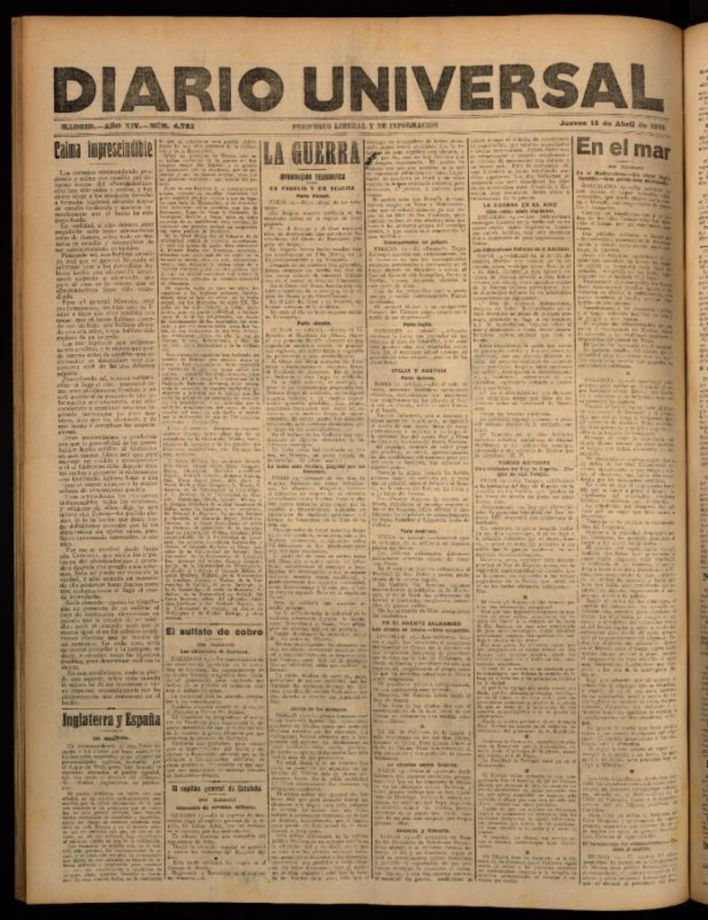 Miniatura de Diario Universal del 13 de abril de 1916