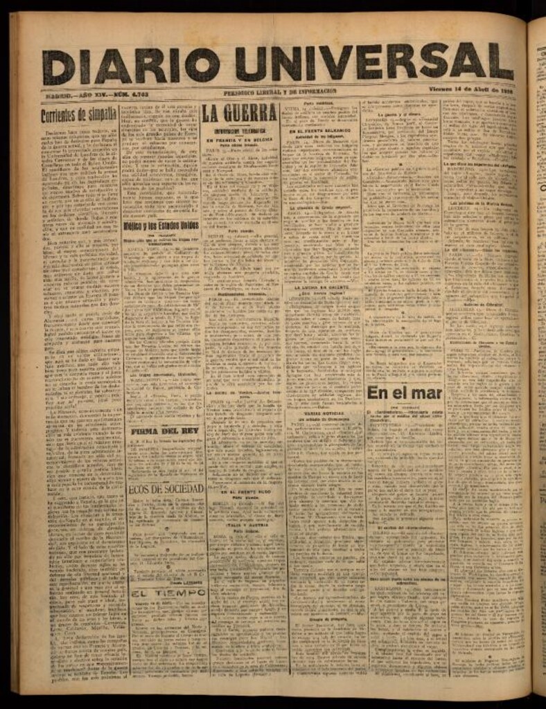 Miniatura de Diario Universal del 14 de abril de 1916