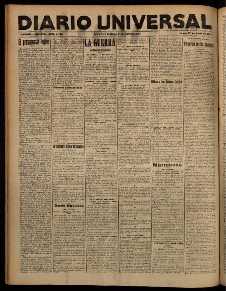 Miniatura de Diario Universal del 17 de abril de 1916