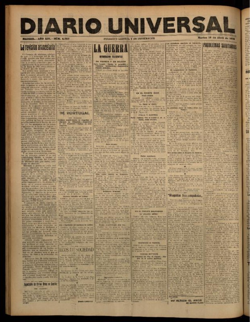 Miniatura de Diario Universal del 18 de abril de 1916