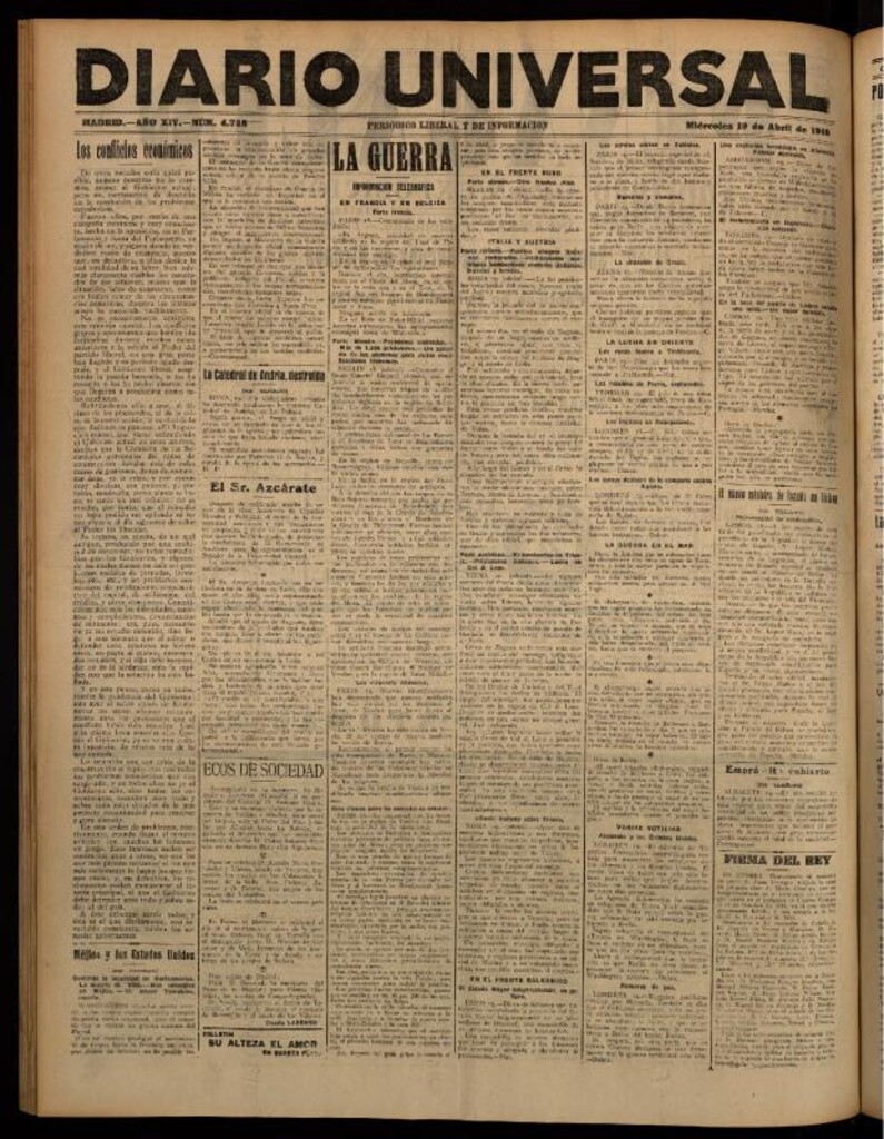Miniatura de Diario Universal del 19 de abril de 1916