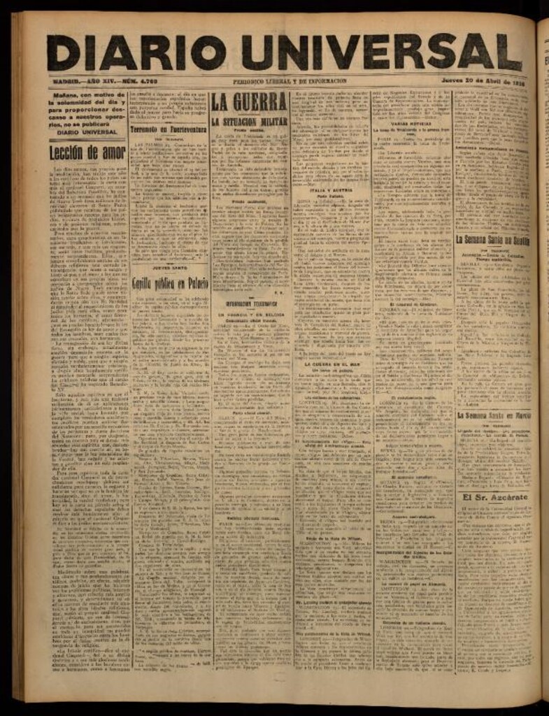 Miniatura de Diario Universal del 20 de abril de 1916