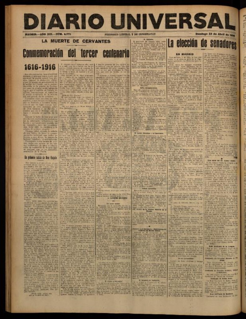 Miniatura de Diario Universal del 23 de abril de 1916