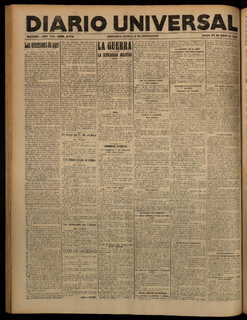 Miniatura de Diario Universal del 24 de abril de 1916