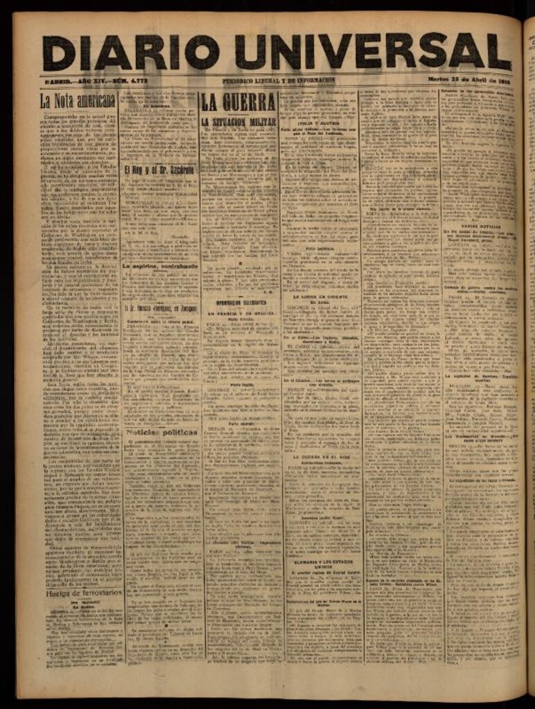 Miniatura de Diario Universal del 25 de abril de 1916