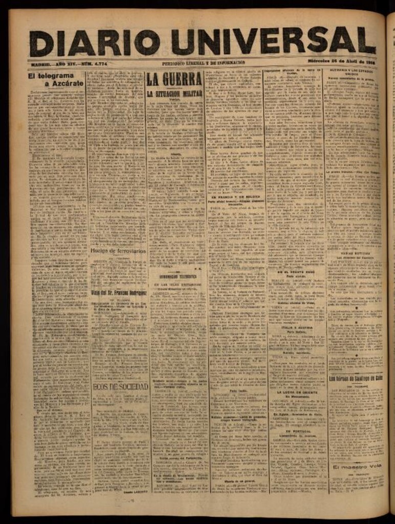 Miniatura de Diario Universal del 26 de abril de 1916