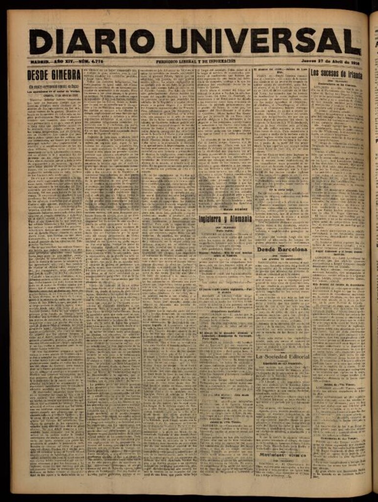 Miniatura de Diario Universal del 27 de abril de 1916