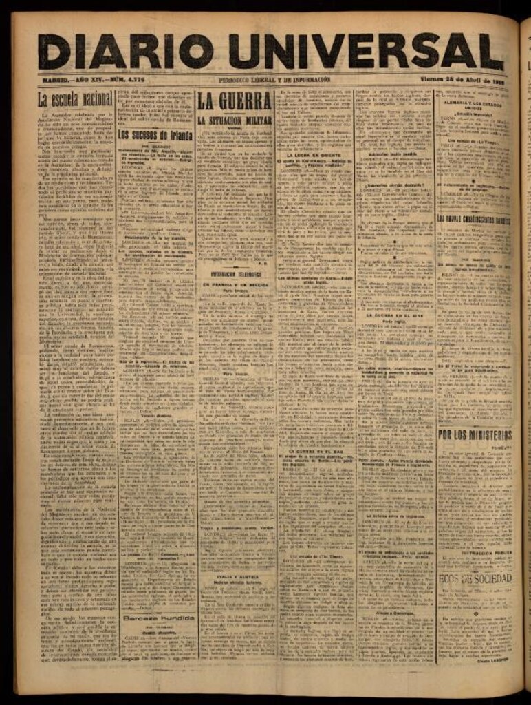 Miniatura de Diario Universal del 28 de abril de 1916