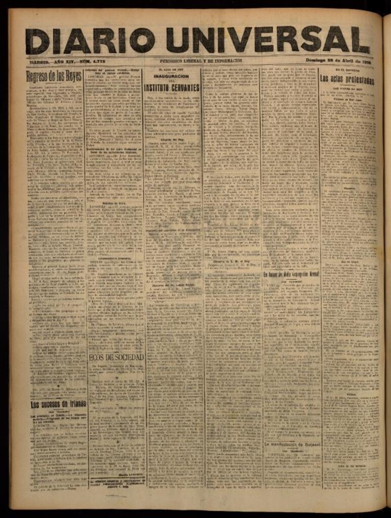 Miniatura de Diario Universal del 30 de abril de 1916