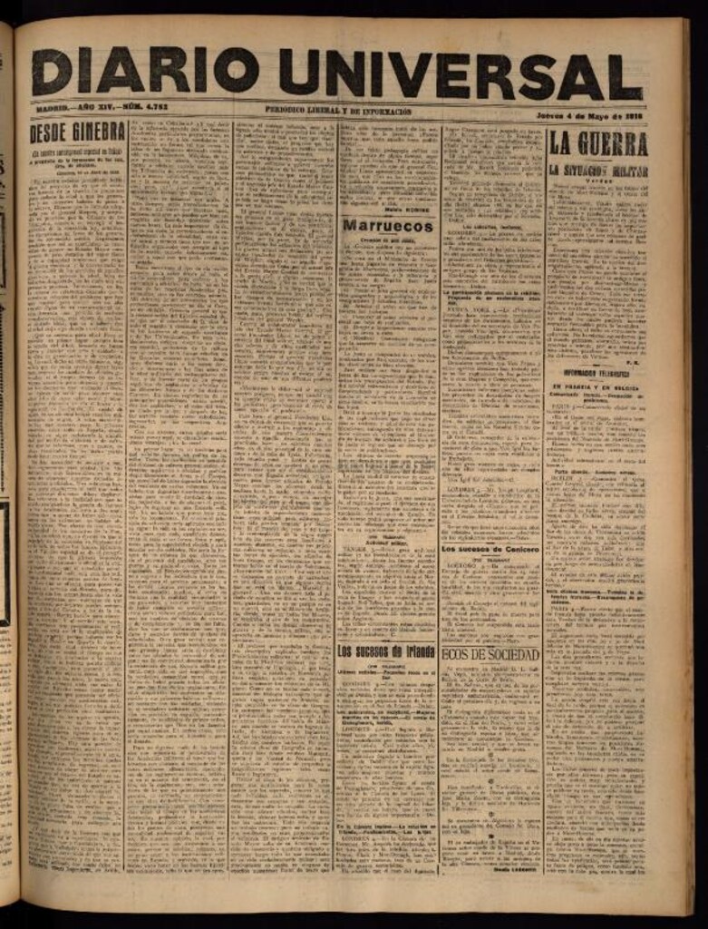Miniatura de Diario Universal del 4 de mayo de 1916