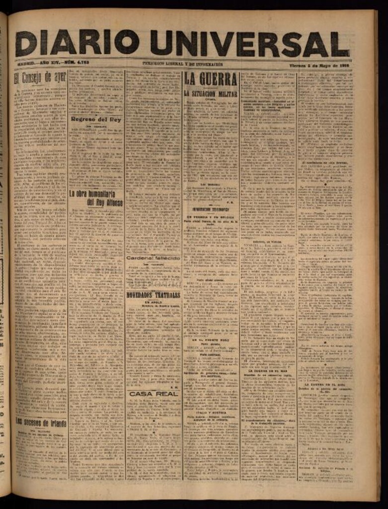 Miniatura de Diario Universal del 5 de mayo de 1916