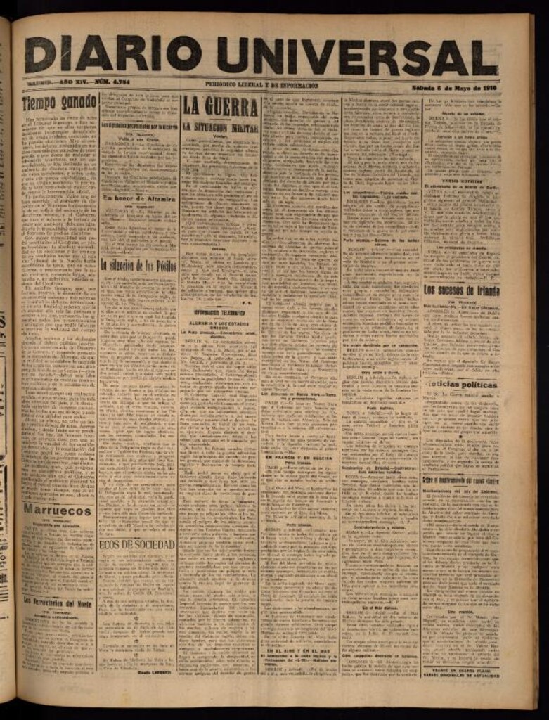 Miniatura de Diario Universal del 6 de mayo de 1916