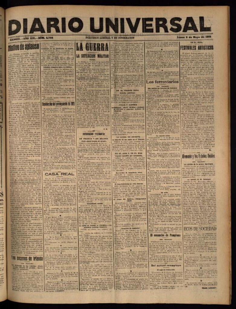 Miniatura de Diario Universal del 8 de mayo de 1916