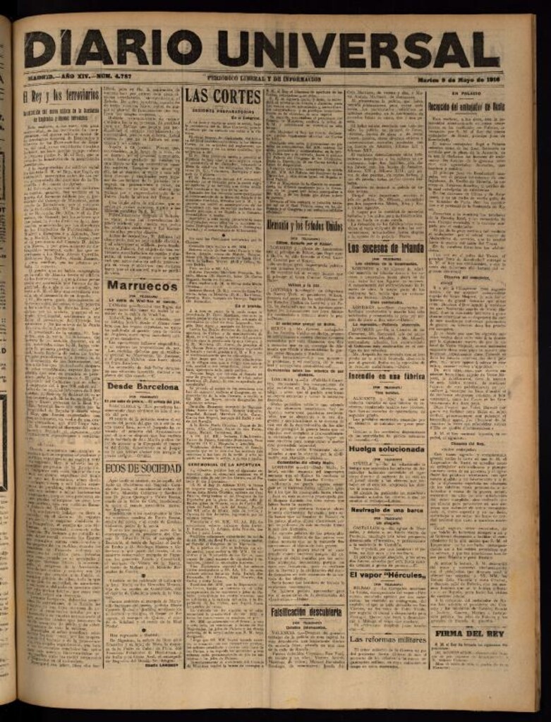 Miniatura de Diario Universal del 9 de mayo de 1916