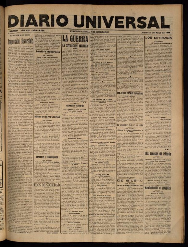 Miniatura de Diario Universal del 11 de mayo de 1916