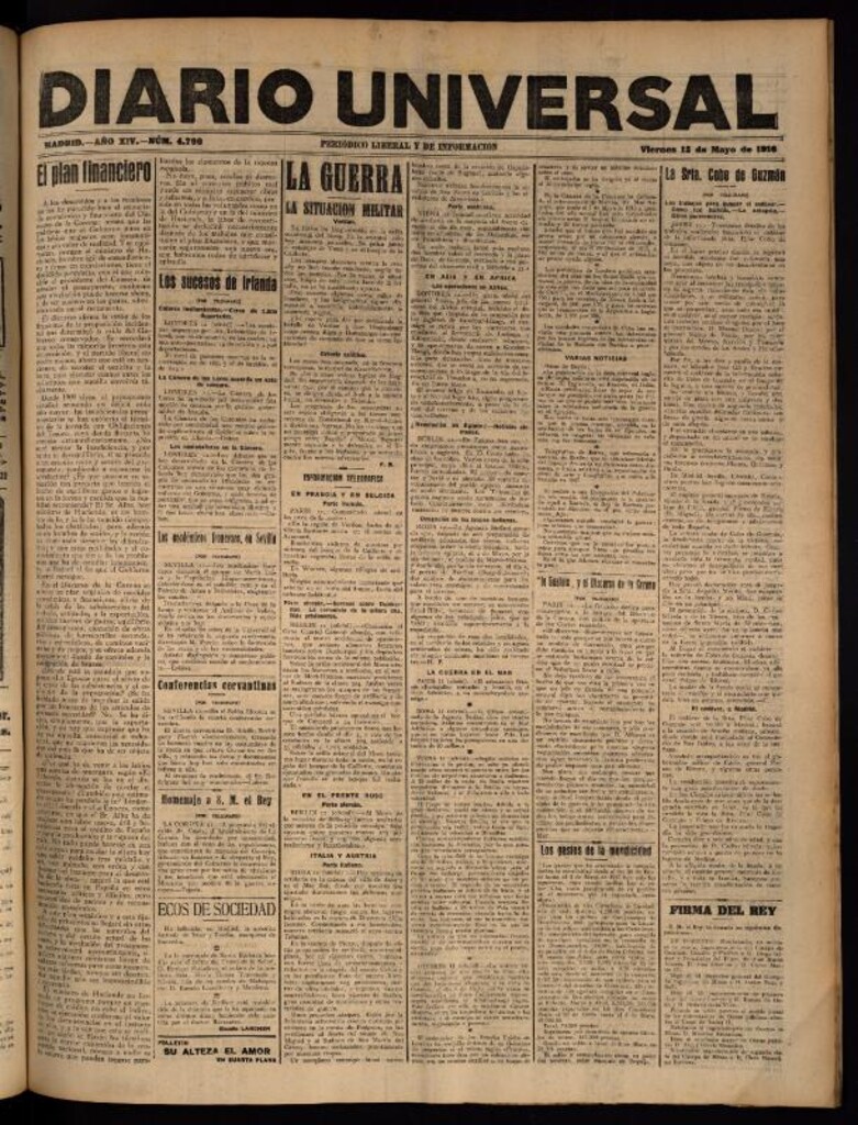 Miniatura de Diario Universal del 12 de mayo de 1916