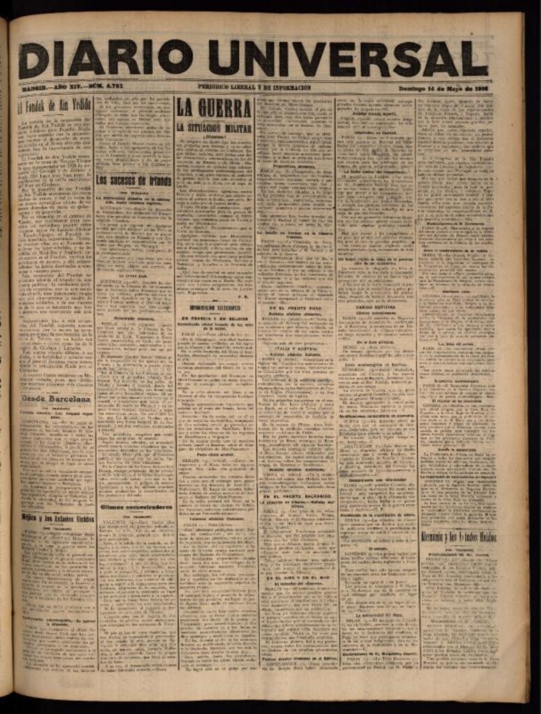 Miniatura de Diario Universal del 14 de mayo de 1916