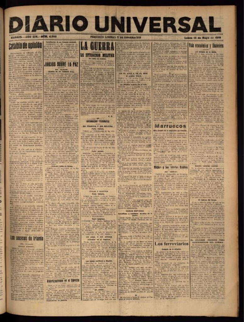 Miniatura de Diario Universal del 15 de mayo de 1916