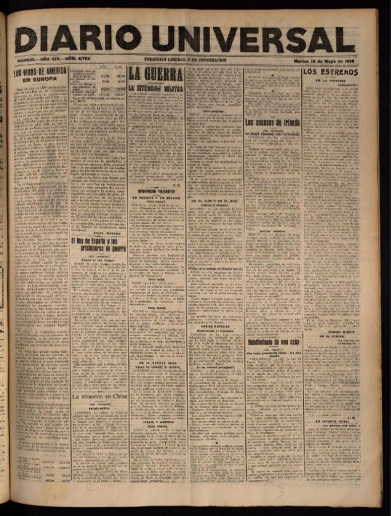 Miniatura de Diario Universal del 16 de mayo de 1916