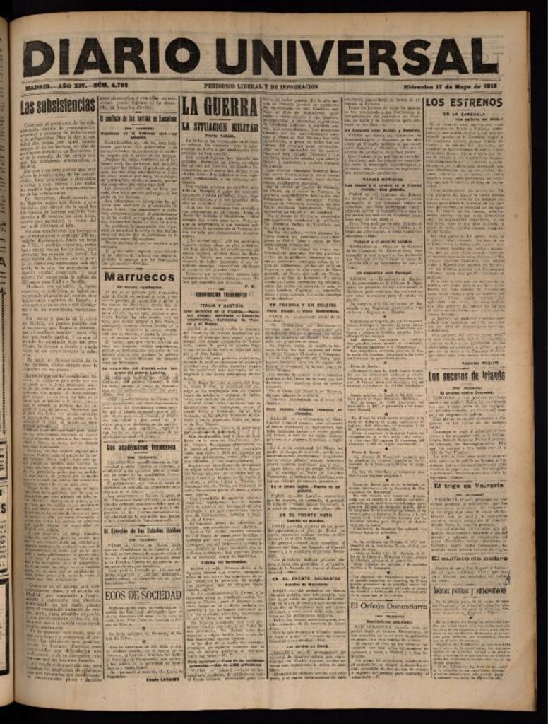 Miniatura de Diario Universal del 17 de mayo de 1916