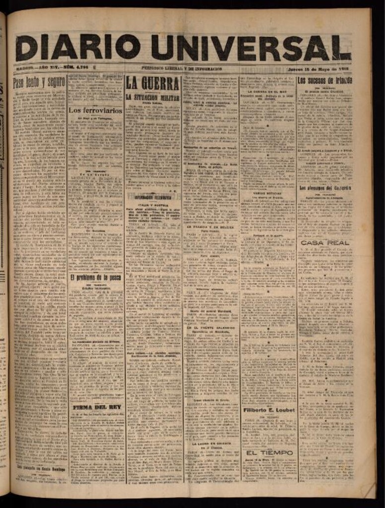 Miniatura de Diario Universal del 18 de mayo de 1916