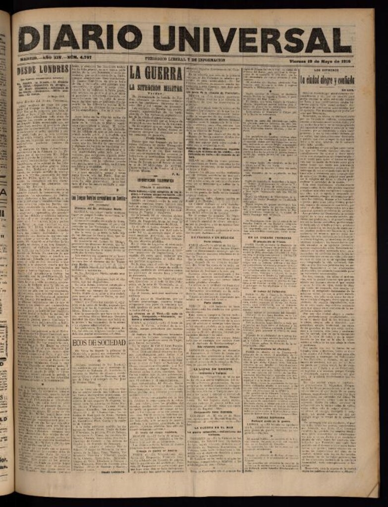 Miniatura de Diario Universal del 19 de mayo de 1916