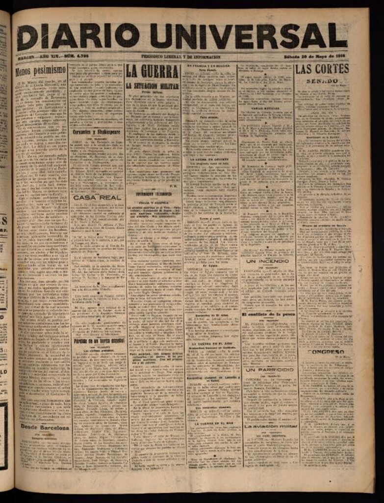 Miniatura de Diario Universal del 20 de mayo de 1916