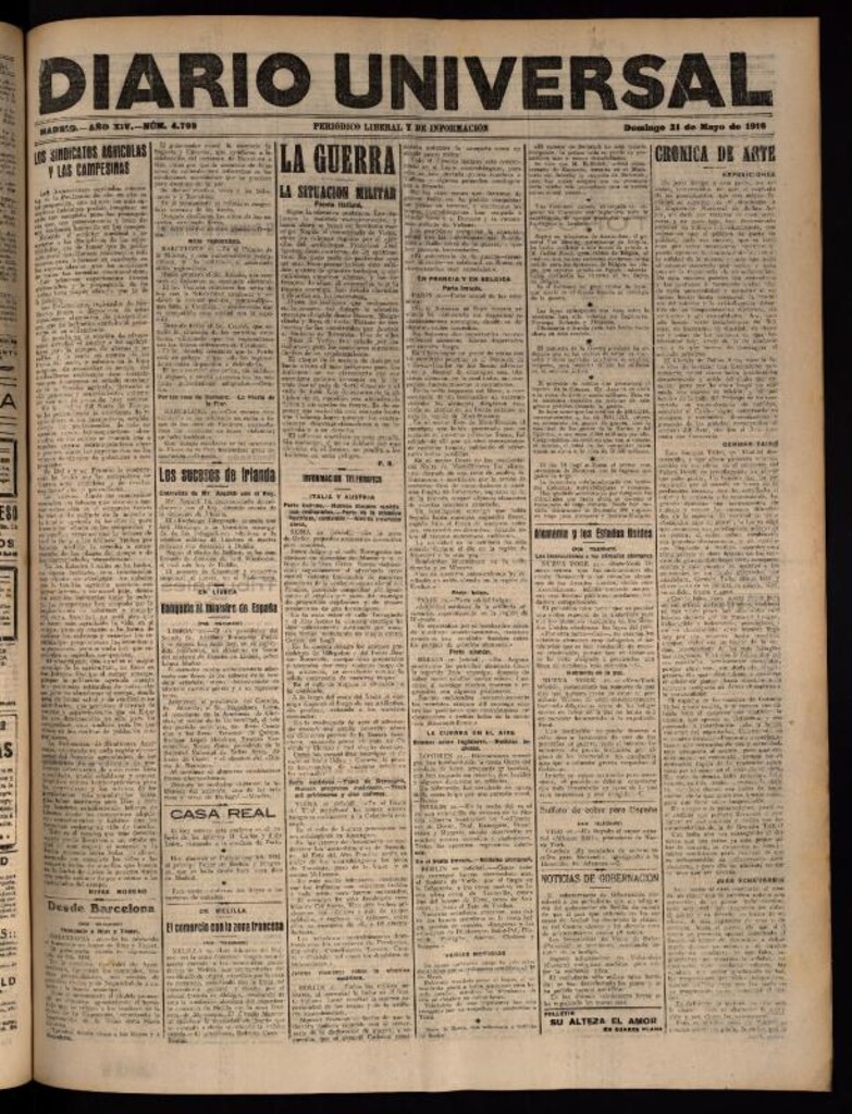 Miniatura de Diario Universal del 21 de mayo de 1916