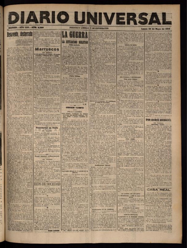 Miniatura de Diario Universal del 22 de mayo de 1916