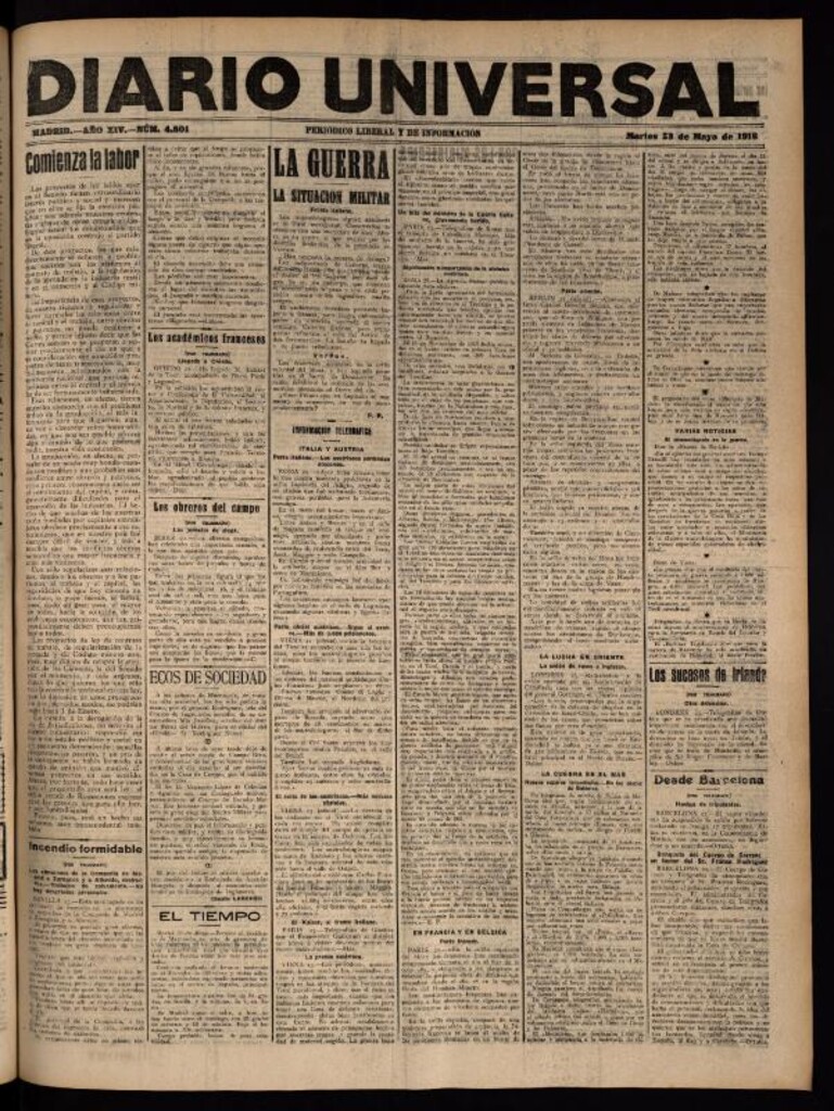 Miniatura de Diario Universal del 23 de mayo de 1916