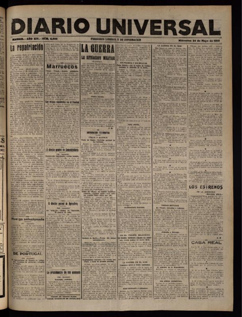 Miniatura de Diario Universal del 24 de mayo de 1916