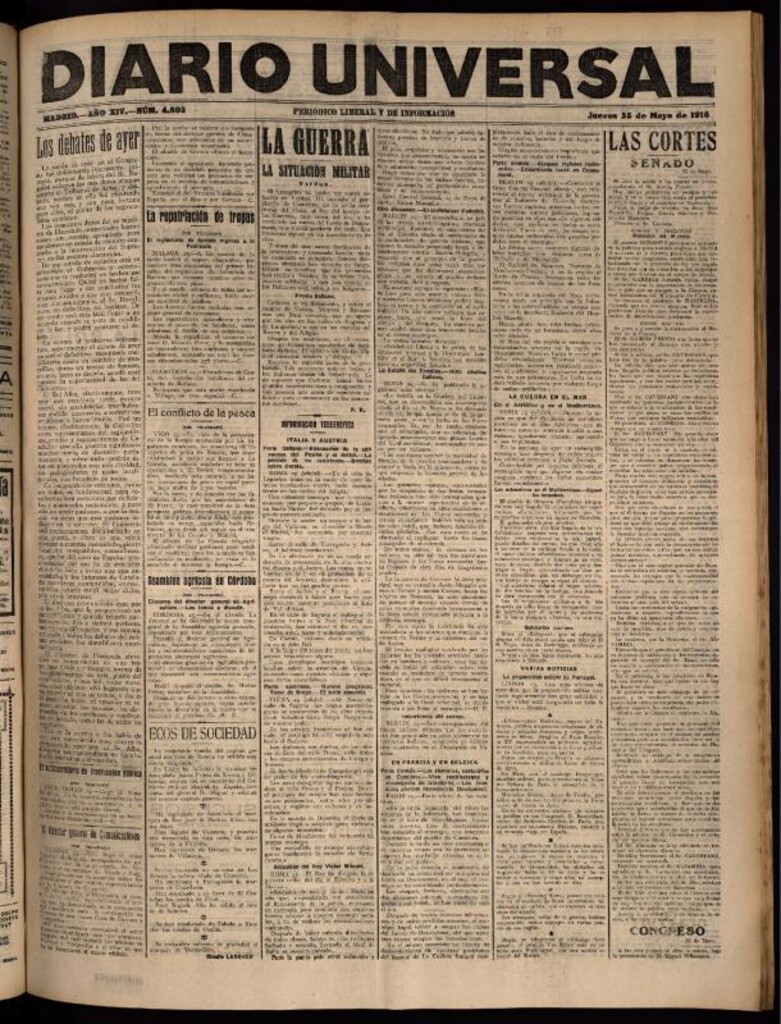 Miniatura de Diario Universal del 25 de mayo de 1916