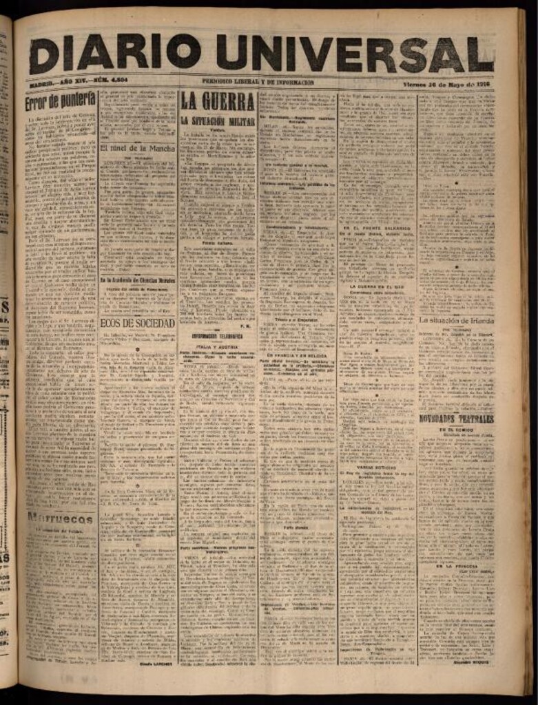 Miniatura de Diario Universal del 26 de mayo de 1916
