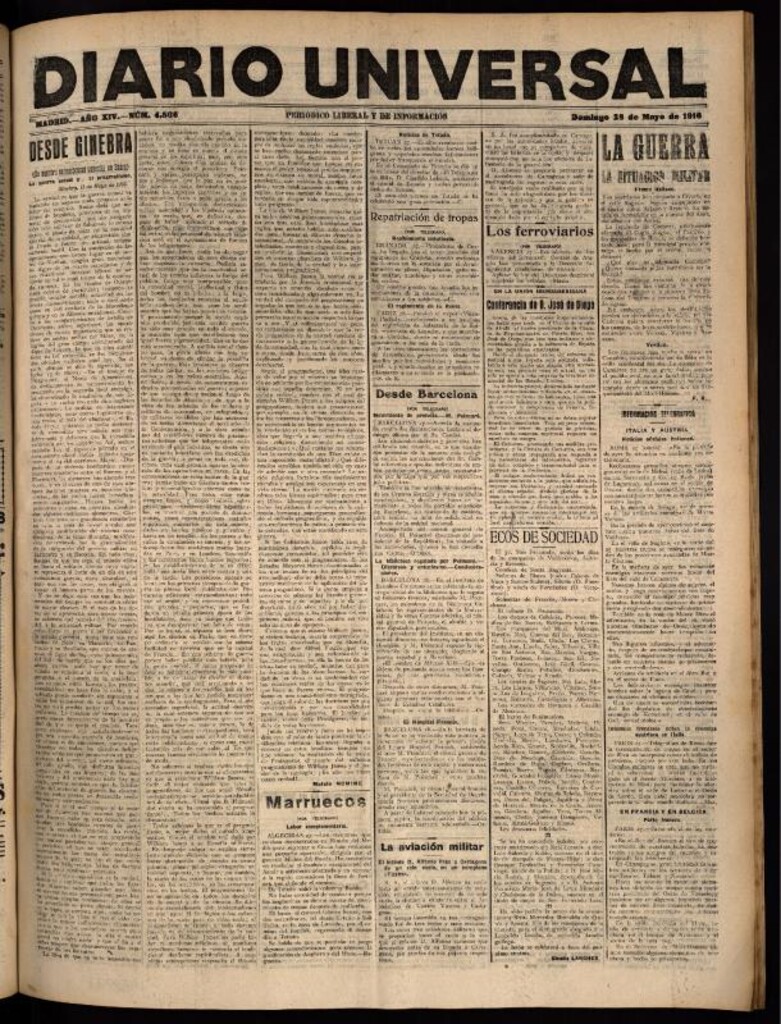 Miniatura de Diario Universal del 28 de mayo de 1916